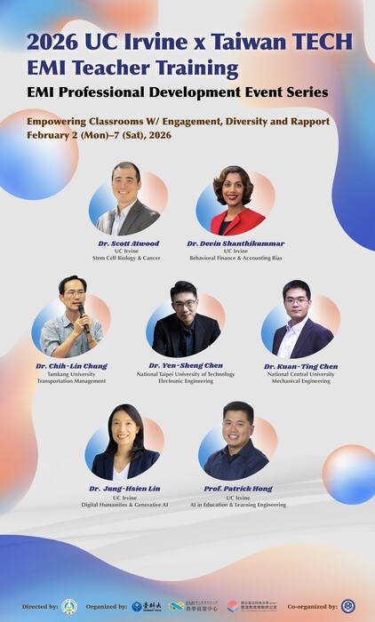 國立臺灣科技大學EMI教學資源中心辦理《EMI教師培訓》課程，惠請公告周知，並鼓勵所屬教師踴躍參加。圖片